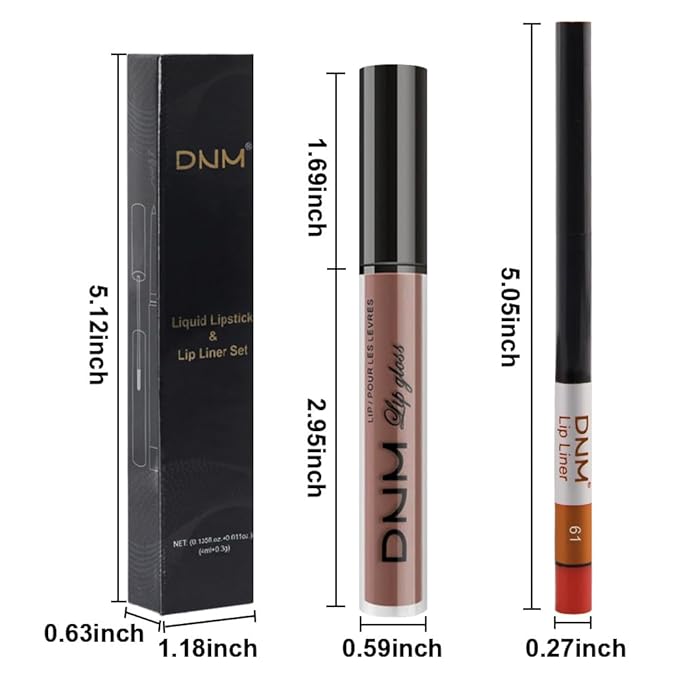 AMY'S DIARY 2Pcs Mocha Nude Matte Lip Liner and Lipstick Makeup Set, light brown Lip Stain Lip Gloss Matt Liquid Lipstick 24H Long Lasting lapiz labiales mate 24 horas originales larga duracion (61#)
