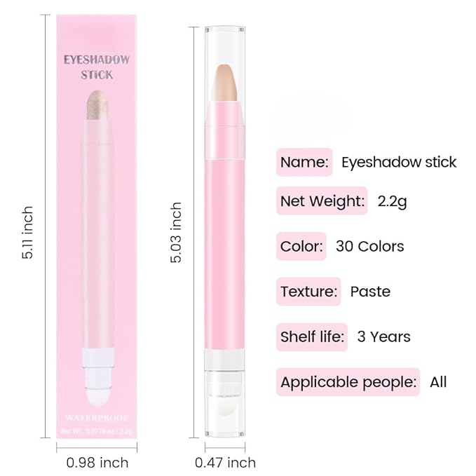 evpct 1Pcs Desert Matte Cream Eye Shadow Brightener Sticks for Eyes Waterproof Pigmented, Double Ended Cream Eyeshadow Stick Pencil Pen with Applicator, Eye Shadow Palette Highlighter Makeup 28