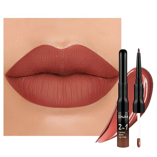 1Pcs 2 in 1 Reddish Brown Matte Lip Liner and Liquid Lipstick Stain Makeup Set for women, Long Lasting Smudge Proof Lip Tint Matte Finish Lip Gloss for All-Day Color Hold Easy to Use 36#