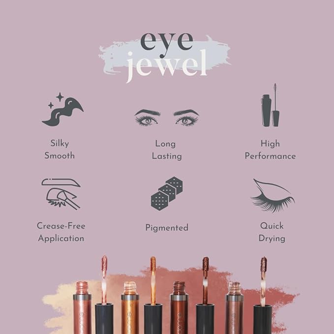 dome BEAUTY Eye Jewels 24-Hour Eye Shadow Vegan, Cruelty-Free Long-Lasting Cream Eyeshadow, Radiant Finish Eye Makeup for All Skin Tones, Easy-to-Blend, Smudge-Proof, Platinum .15 fl oz