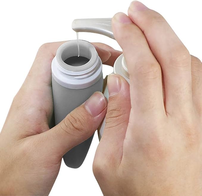 Travel Bottles for Toiletries, TSA Approved 3oz Leak Proof Silicone Refillable Squeeze Travel Size Containers BPA Free for Cleansers, Lotions, Shampoo 3-pk (Black-Gray-White)