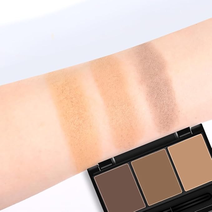 Eyebrow Powder Dark Brown Medium Brown Kit,Eye Brow Powder for Women with Brow Brush,Long-Lasting Waterproof Three Colors Brow Filler Get Full Defined Natural Brows,Brown Eyebrow Powder Makeup