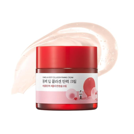 ROUND LAB Camellia Deep Collagen Firming Cream 1.69 Fl Oz, Elasticity-Enhancing Face Moisturizer with Multi-Collagen for Long-lasting Hydration, Smooth and Firm Skin, Pore Tightening, Korean Skincare