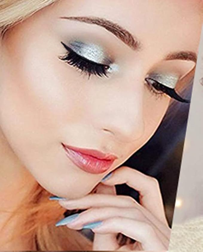 Go Ho 9 Colors Light Blue Grey Black Silver Powder Eyeshadow Palette,Matte&Shimmer&Glitter Eyeshadow Makeup Palette,Waterproof Daily Shades Eye Shadow Make up,14