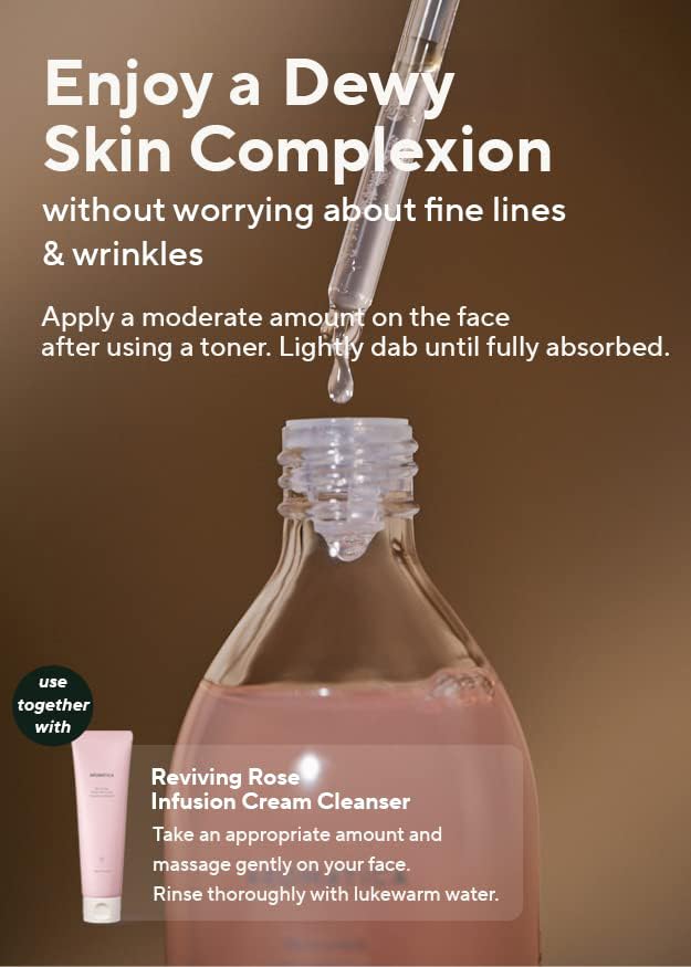 AROMATICA Reviving Rose Infusion Serum, Vegan, Vitality, Rejuvenating Hydration Serum for Dry Skin | with Damask Rose Water and Oil (3.38oz / 100ml)