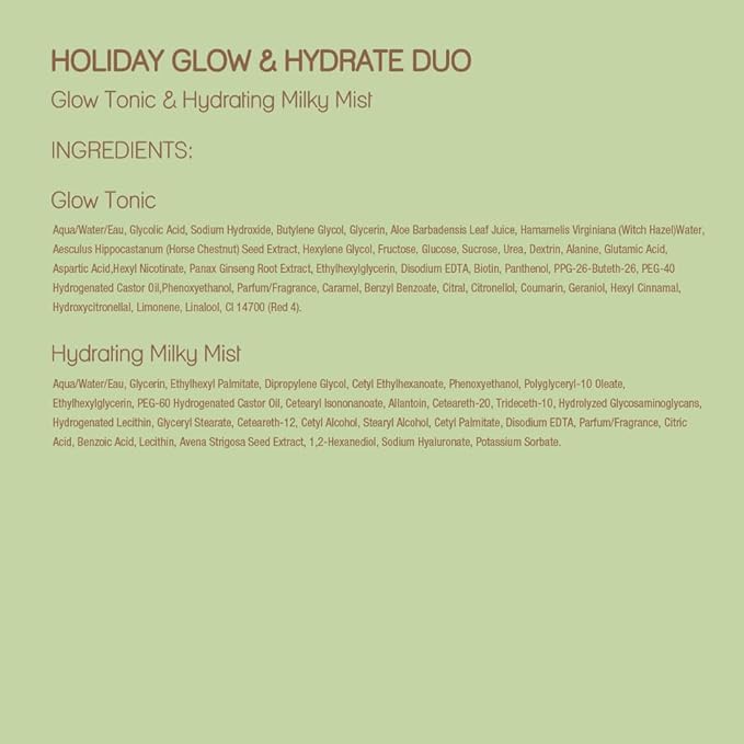 Pixi Beauty Glow Tonic + Hydrating Milky Mist Duo Ornament | Gift Set Contains Petite Sizes of Glow Tonic and Hydration Milky Mist in Holiday Ornament Box