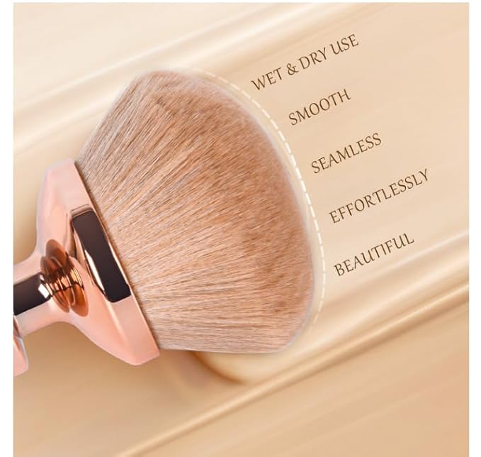 Large Kabuki Body Makeup Brush, Self-Tanning Applicator, Suitable for Mixed Bronzing Sun Protection Body Cream Dry and Wet Multi-Use, Evenly Apply 90mm Large Brush Head (golden)