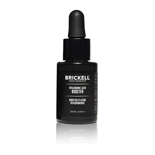 Brickell Men's Hyaluronic Acid Booster Serum for Men, Natural and Organic Hyaluronic Acid Booster for Face to Hydrate and Nourish Skin, Reduce Fine Lines and Wrinkles, Unscented .50 Ounce