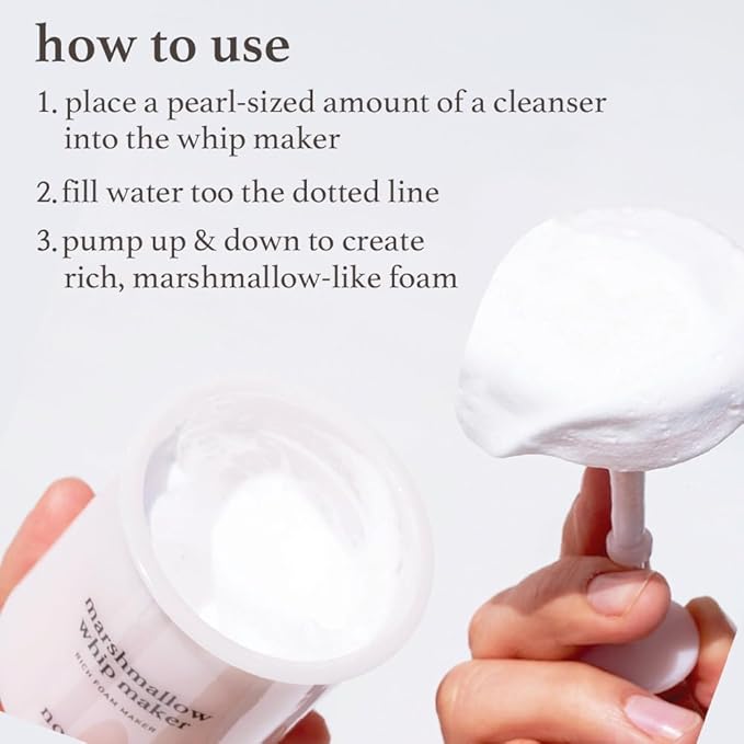 NOONI 2-in-2 Much Needed Facial Cleansing Single - Marshmallow Whip Maker | Gentle Deep Cleanser For Skincare, Rich Foam Maker For Face Wash, Gift, Remove Impurities, for All Skin Types