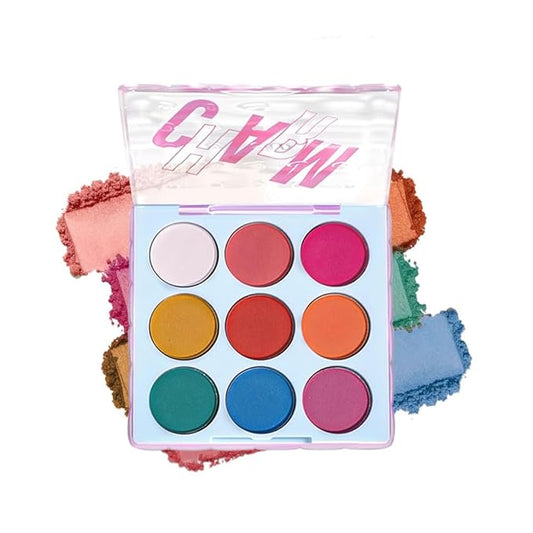 9-Color Bright Eyeshadow Palette โ Vibrant Matte Rainbow Shades, Pink, Yellow, Green & Blue Tones, Long-Lasting, Waterproof, Blendable, Ideal for Party, Stage, or Trendy Everyday Makeup 03