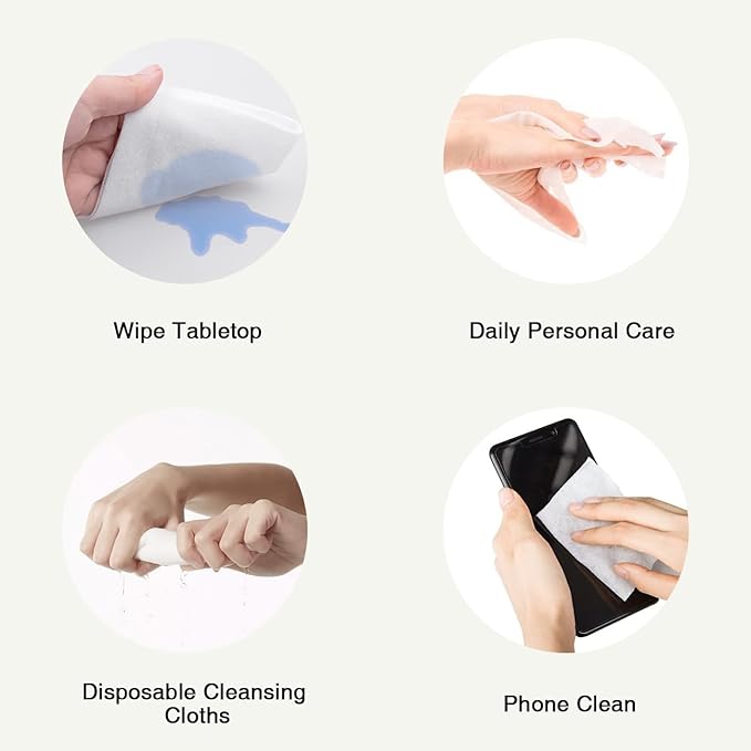 Saraflora 100% Cotton Facial Tissue Soft Dry Wipe 6 Pack, Use for Sensitive Skin Disposable Face Towel Extra Thick Dry and Wet Use Disposable Cotton Tissues for Washing Face Makeup Wipes(600 Count )