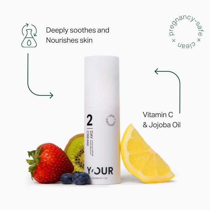 Y'OUR Non-Toxic, Pregnancy-Safe Skincare Set – 5-Step System with Cleanser, Day Cream, Serum, Night Cream & Hydration Serum – Soothing & Rejuvenating – Gentle and Non-Comedogenic Formula.