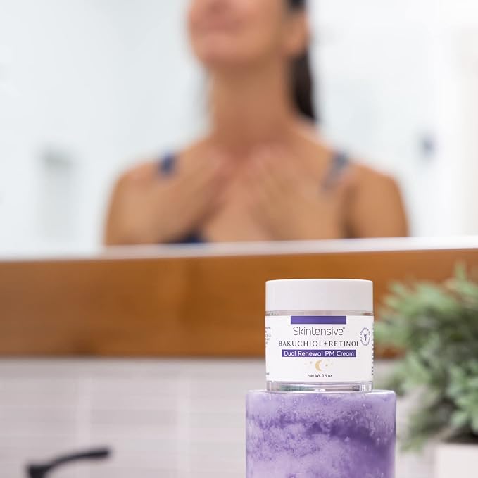 SKINTENSIVE Retinol & Bakuchiol Cream - Dual Renewal Night Cream with Coconut Oil - Moisturizing PM Cream for Sensitive Skin