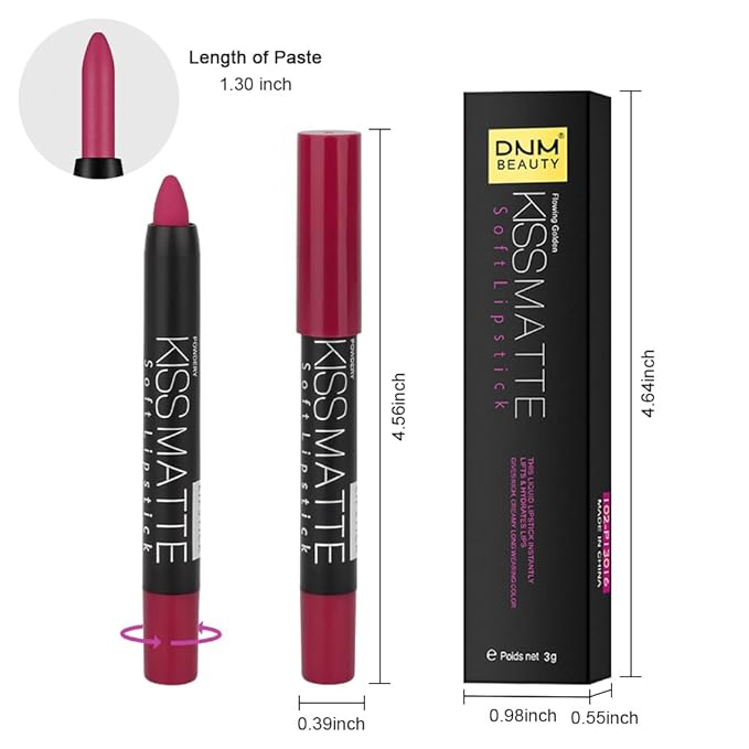 BINGBRUSH Smooth Longwear Lipstick Pack Set, Matte Color Stick Ultimate Lip Crayon for Makeup Collection - Waterproof Velvet Lipgloss Lip Stain (14#)