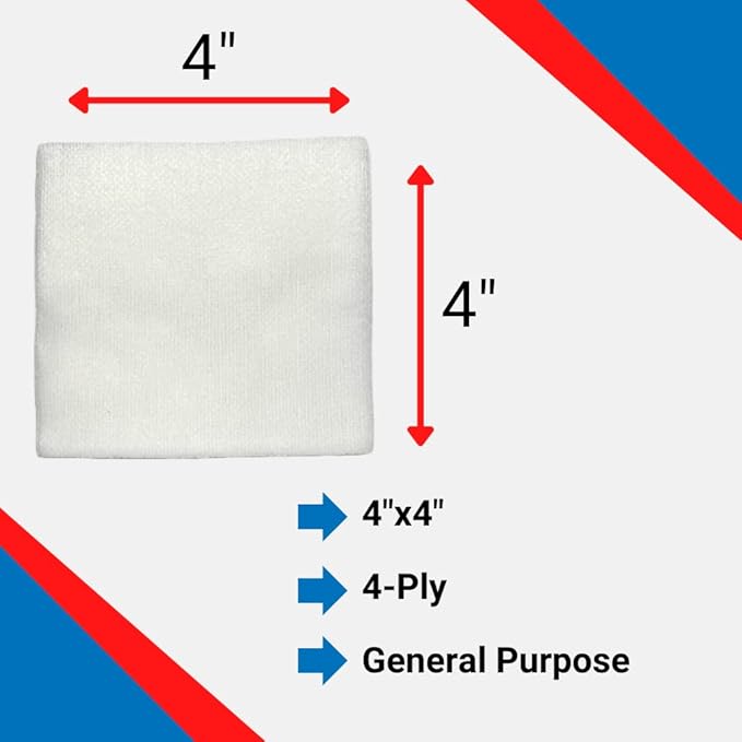 Essentials Non-Sterile Gauze Sponges – One (1) Full Case (10 Packs of 200), 4-Ply, 4’’ x 4’’ Pads, One Package, Non-Woven Sponges, Wound Care Product for First Aid Kit/Medical Facilities