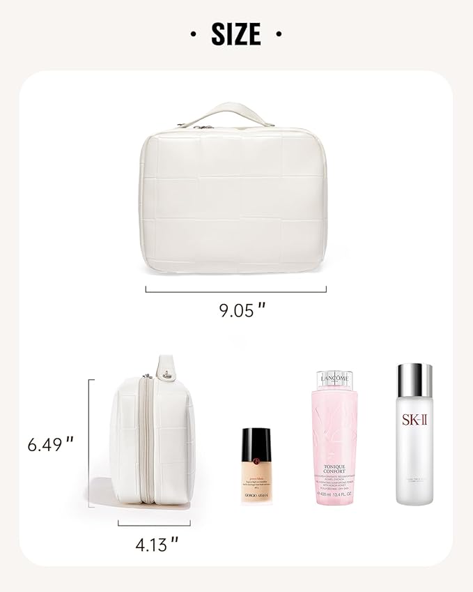 EACHY Travel Makeup Bag,Large Capacity Cosmetic Bags for Women,Waterproof Portable Pouch Open Flat Toiletry Bag Pattern Makeup Bag