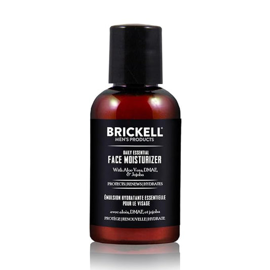 Brickell Men's Daily Essential Face Moisturizer for Men, Natural and Organic Fast-Absorbing Face Lotion with Hyaluronic Acid, Green Tea, and Jojoba, 2 Ounce, Scented