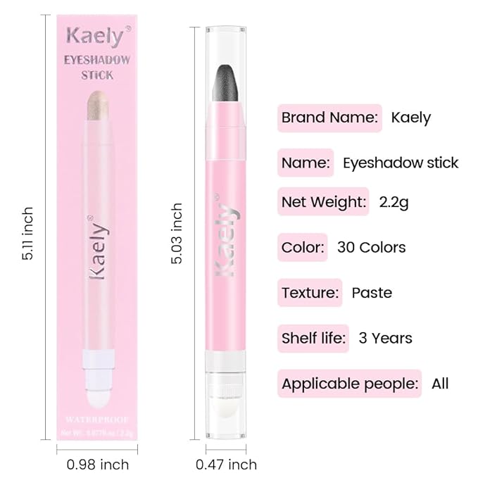 evpct 2Pcs Cream Eye Shadow Brightener Sticks Set for Eyes Waterproof, Dazzling Grey & Pearl Black Shimmer Cream Eyeshadow Applicator Stick Pigmented Eye Makeup sombras en crema para ojos 02+03