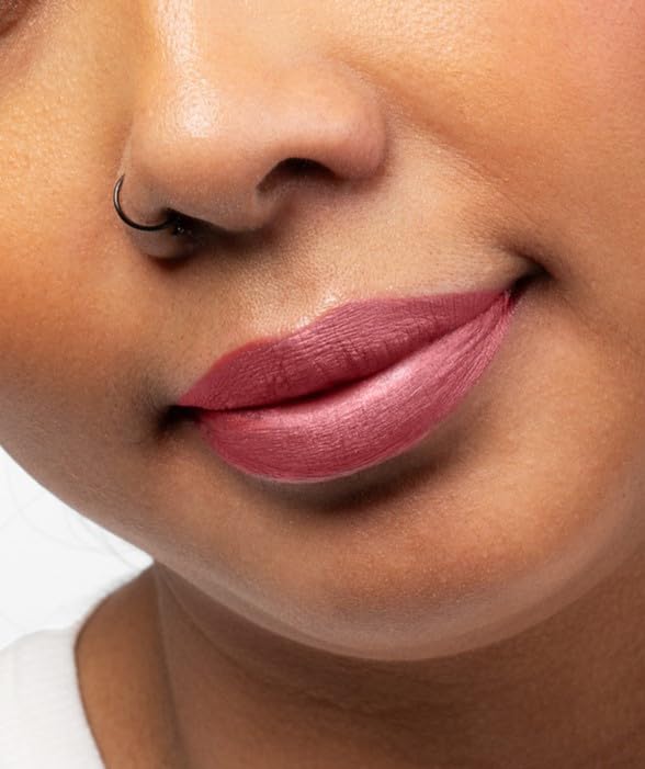 Aromi Dusty Rose Metallic Liquid Lipstick | Pink Chestnut Lip Color with Shimmery Finish, Vegan, Cruelty-free, Long-lasting, Waterproof (Alpine Bloom)