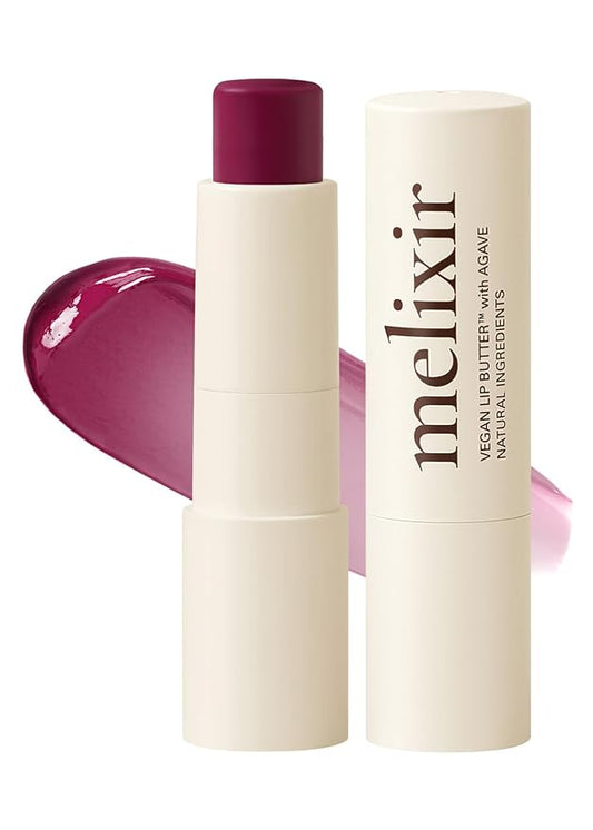 Melixir Vegan Lip Butter #16 Wine Stain, Hydrating Tinted Lip Balm Stick, Bee-Free, Petrolatum-Free, Plant-Based With Shea Butter, Nourishing Care for Dry, Chapped Lips, Natural Finish