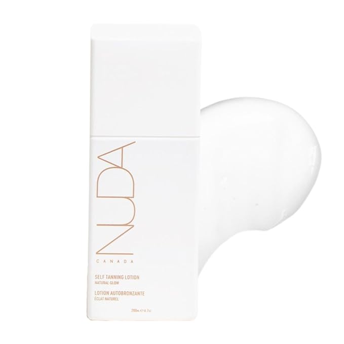 Nuda Self Tanning Lotion, Lightweight, Fast Drying, and Streak Free Gradual Self Tanner, Infused with Vitamin C, Shea Butter & Sodium Hyaluronate, Hydrating Sunless Tan, Vegan, Light to Medium, 6.7 Oz