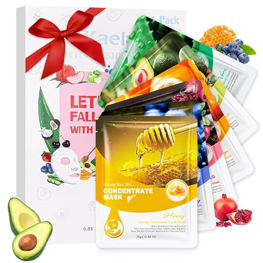 Kaely 6 Pack Variety Sheet Masks, Spa Party Face Masks for Kids Teens Skincare Set, Girls Night Facial Masks Skin Care, Moisturize Soothe for All Skin Types, Birthday Christmas Gifts, Set01