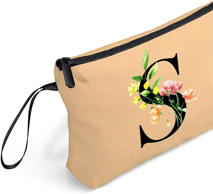 Women Birthday Unique Bride to be Bridal Shower Initial Gifts for Mom Sister Friend Her Teacher Aunt Makeup Cosmetic Bag with Mirror Mothers Day Christmas Graduation S