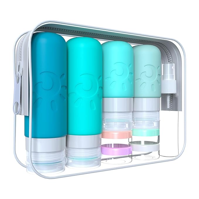18 Pack travel Bottles for Toiletries, TSA Approved Silicone Travel Containers Leak Proof Refillable Travel Accessories for Shampoo Conditioner Lotion Body Wash(Multicolored H)