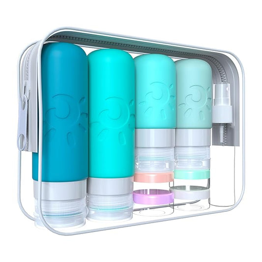 18 Pack travel Bottles for Toiletries, TSA Approved Silicone Travel Containers Leak Proof Refillable Travel Accessories for Shampoo Conditioner Lotion Body Wash(Multicolored H)
