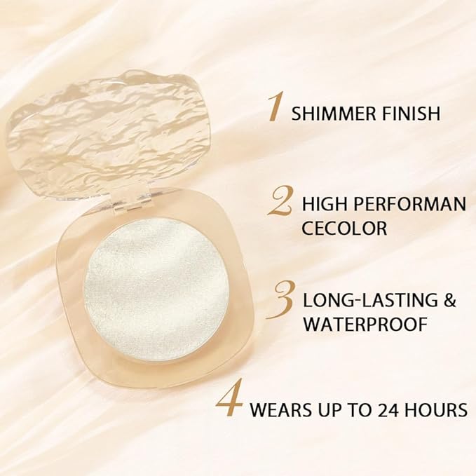 Champagne Rose Gold Shimmer Glitter Sparkling Monochrome Eyeshadow Palette,Metallic Single Eye Shadow for Older Women,Long Lasting Naturing-Looking Eye Makeup