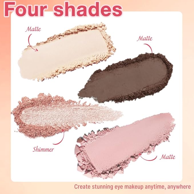 4Colors Eyeshadow Makeup Palette,Rose Gold Brown Natural Neutral Powde Eye Shadow Palette for Older Women,Long Lasting Naturing-Looking,Lightweight,Waterproof,Eye Makeup Kit Travel Size