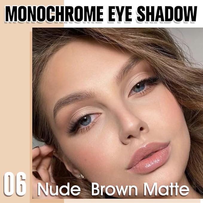 Single Matte Eye Shadow Palette Makeup, Nude Brown Matte Eyeshadow for Women, Monochrome Eye Shadow Makeup, Pigmented Waterproof Sombras Para Ojos, Vegan, Talc, Paraben & Cruelty Free, 06
