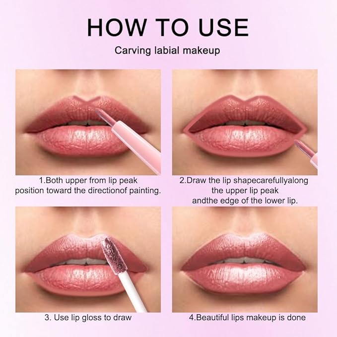 Kaely 2-in-1 Pink Red Metallic Lipstick and Lip Liner, Shimmer Liquid Metallic Lipsticks for Women, Glitter Lip Gloss Stain Long Lasting Waterproof Smudge Proof 24 Hour, Vegan Makeup, 09