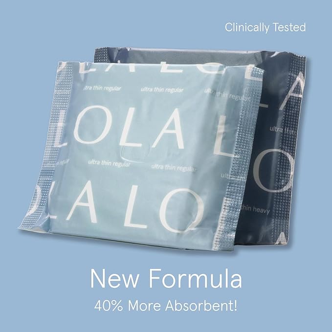 LOLA Organic Cotton Pads, 36 Count - Ultra Thin Pad with Wings, Cotton Organic Pads for Women, HSA FSA Approved Products Feminine Care, Heavy