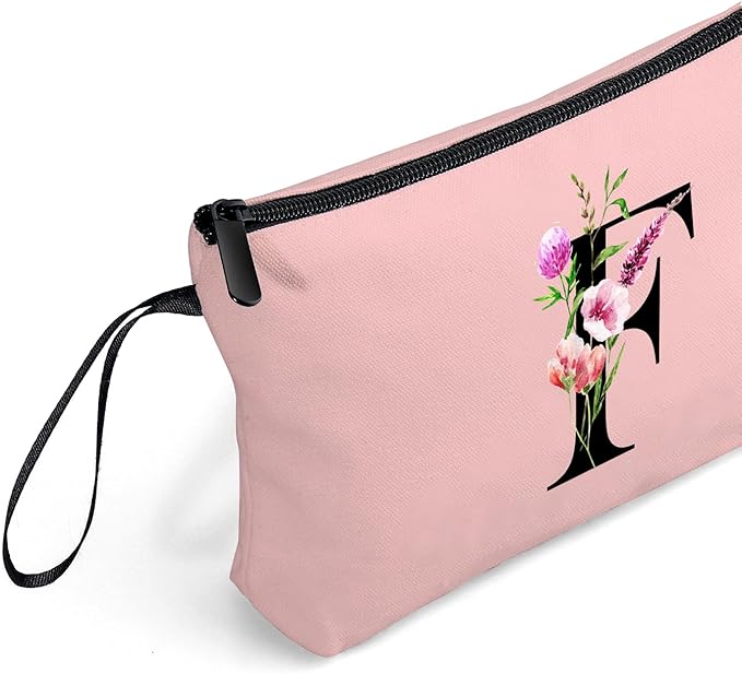 Birthday Thank You Appreciation Monogrammed Gifts for Mom Aunt Teacher Sister Friend Coworkers Bride Bridesmaid Makeup Cosmetic Bag with Mirror Mothers Day Christmas Graduation F