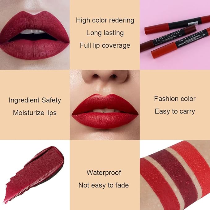 BINGBRUSH 3 Colors Longwear Lipstick Pack Set, Matte Color Stick Ultimate Lip Crayon for Makeup Collection - Nourishing Waterproof Velvet Lipgloss Lip Stain (10# 11# 18#)