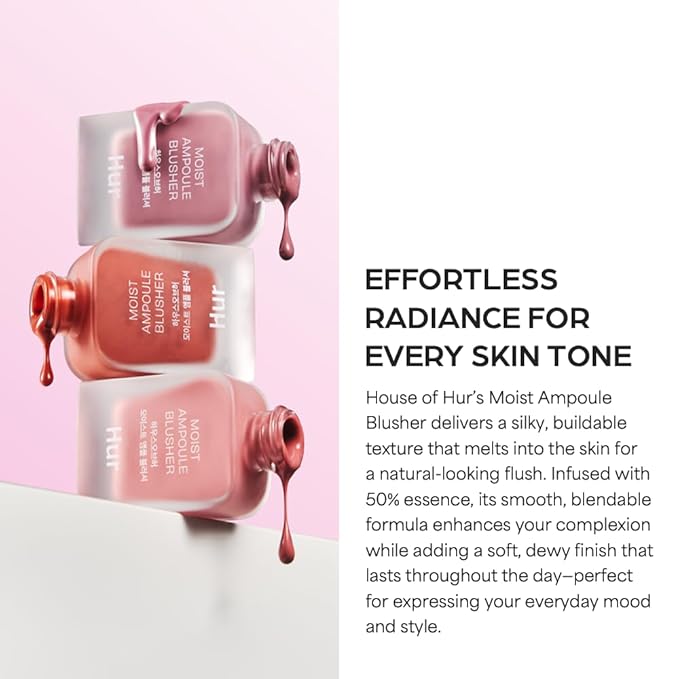 House of Hur Moist Ampoule Blusher with 50% Moisture Essence | Hydrating & Long-Lasting Blush | 0.68fl.oz (9 Shades) (Ruby Red)