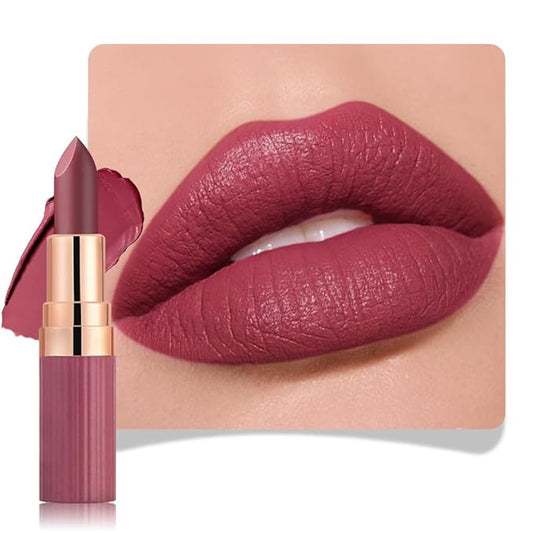 evpct Maroon Wine Red Matte Creamy Lipstick for Women, Long Lasting Waterproof Velvet Lipstick, Lip Stick Crayon Buildable Blendable Creamy Color, Longwear Lip Makeup Cruelty-free 24 hours original 03