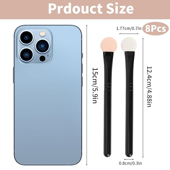 Eyeshadow Applicators Double Sided Sponge Makeup Brushes Reusable 8Pcs Round Foam Eye Shadow Applicator Sticks Brush Set Washable