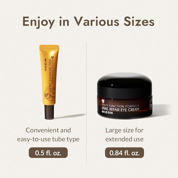 MIZON Snail Line Snail Repair Eye Cream, natural treatment, wrinkle treatment, fine line, hydrating, healthy skin, Korean skincare (0.84 oz)