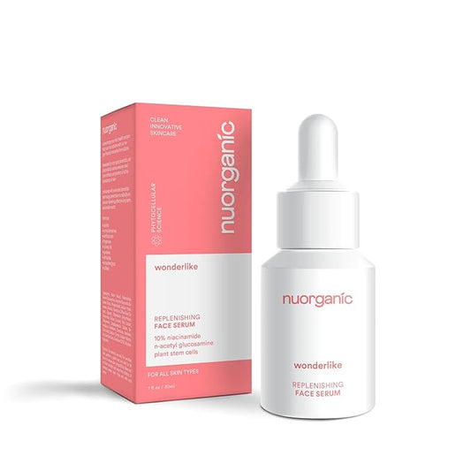 nuorganic 10% Niacinamide Serum with Plant Stem Cells - Replenishing Daily Skin Booster for More Raidant Youthful Glow - 1fl Oz 30ml