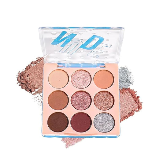 9-Color Neutral Eyeshadow Palette โ Matte & Shimmer Combination, Soft Beige & Brown Tones, Long-Lasting, Waterproof, Blendable, Versatile Looks for Everyday, Work, and Date Makeup 01