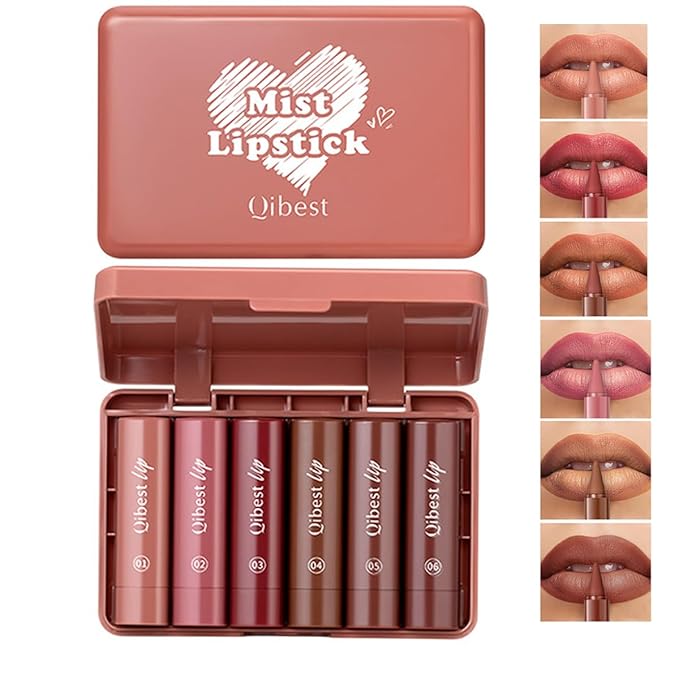 6 Colors Lip Liner and Lipstick Lip Combo Set,2 in 1 Gradient Matte Nude Red Velvet Lip Pencil,High Pigmented Long Lasting Natural Lipstick Crayon Lip Makeup Pack