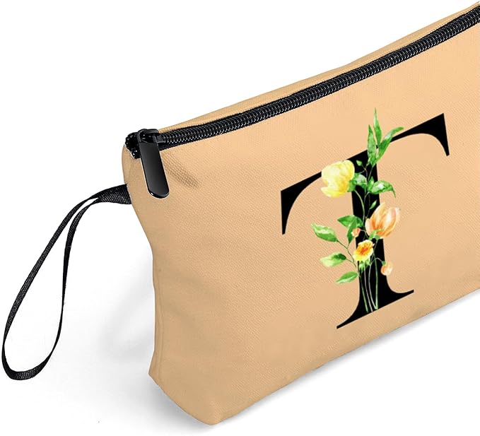 Women Birthday Unique Bride to be Bridal Shower Initial Gifts for Mom Sister Friend Her Teacher Aunt Makeup Cosmetic Bag with Mirror Mothers Day Christmas Graduation T