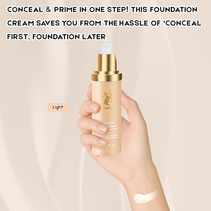 Foundation Light 4-in-1 Color-Shifting Spectrum Foundation Concealer, Long-Lasting, Skincare, Suitable for Various Skin Types, Set Includes Foundation Brush and Sponge