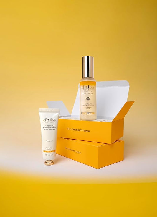 d'alba Piedmont White Truffle Vegan Gift Set, First Aromatic Spray Serum and Hand Serum&Cream, Hydrate & Nourish Duo Gift Set, Face & Hand Moisturizer Set