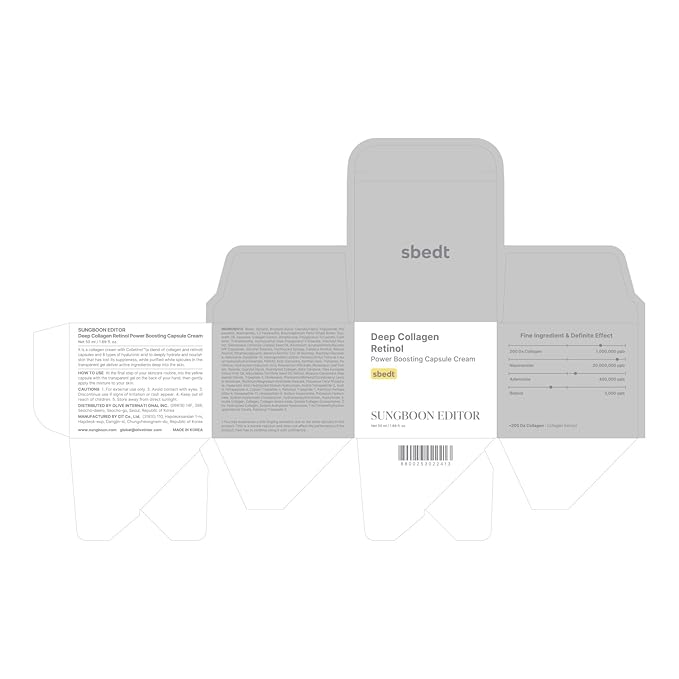 SUNGBOON EDITOR Deep Collagen Retinol Capsule Cream | Anti-Aging Cream for Wrinkles,Firming & Dry Skin | 300K White Spicules+Collagen+Retinol | Stocking Stuffers for Women | Korean Skincare,1.69 fl.oz