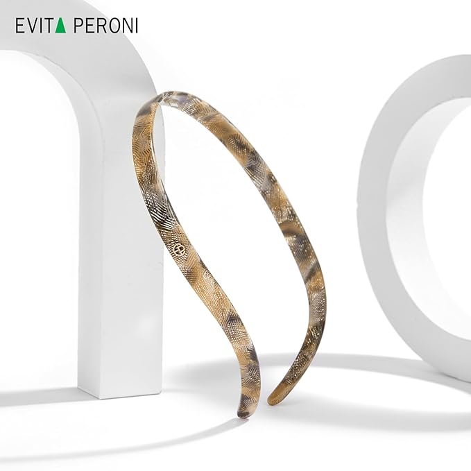 EVITA PERONI Hair Band, Acetate Resin Hairband for Women's Hair, Designed for Eyewear, No Pressure, No Headache, Comfortable Headbands for Women, Fashion Thin Headbands Non Slip, Tan, 1 Count