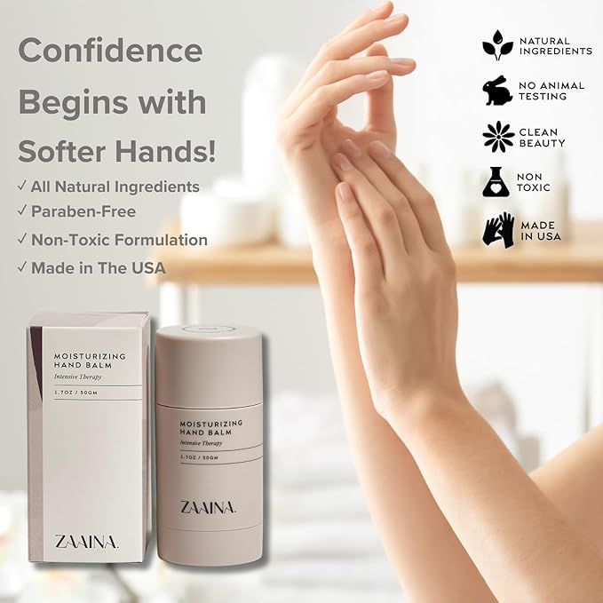 ZAAINA Intensive Hand Balm Stick - Natural Moisturizing for Dry, Cracked Hands - 1.7 oz