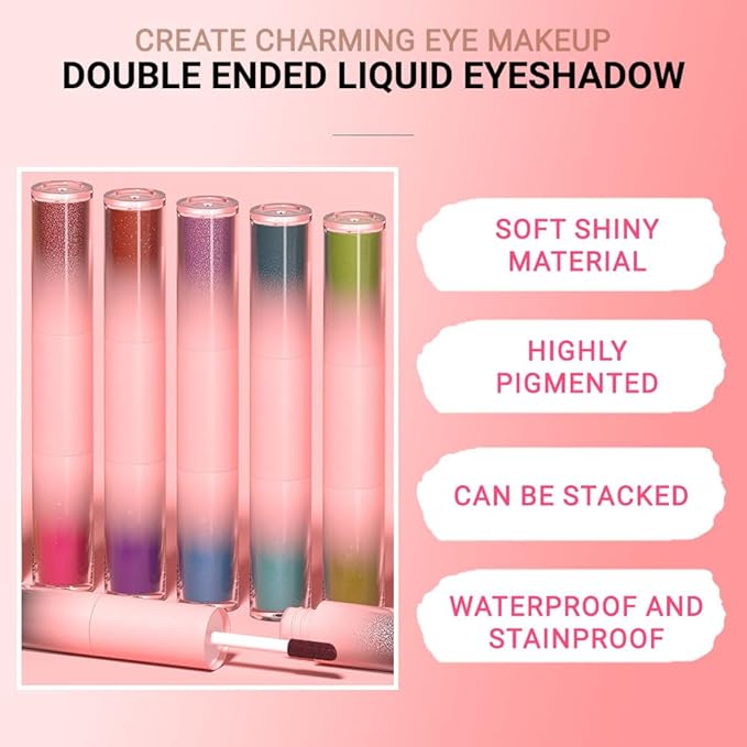 evpct Dual-Ended Shimmer to Glitter Liquid Eyeshadow, Shimmer Glitter eyeshadow makeup in one stick, Easy Style Formula, Waterproof & Long Lasting Eye Shadow, 10#
